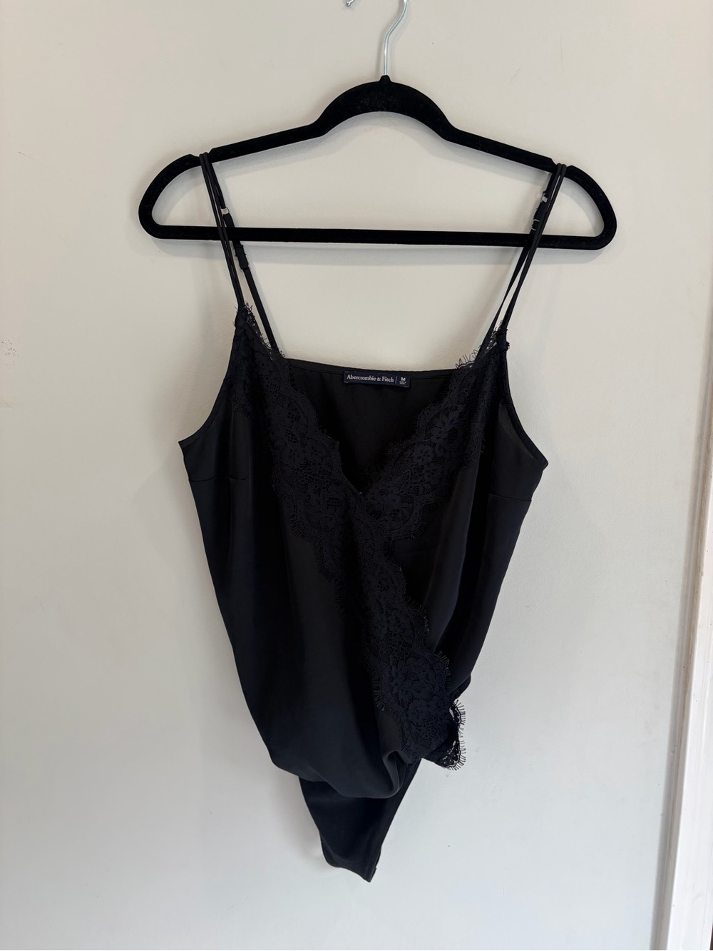 Abercrombie & Fitch Preppy Black Lace-Trim Bodysuit with Straps Whimsagoth
